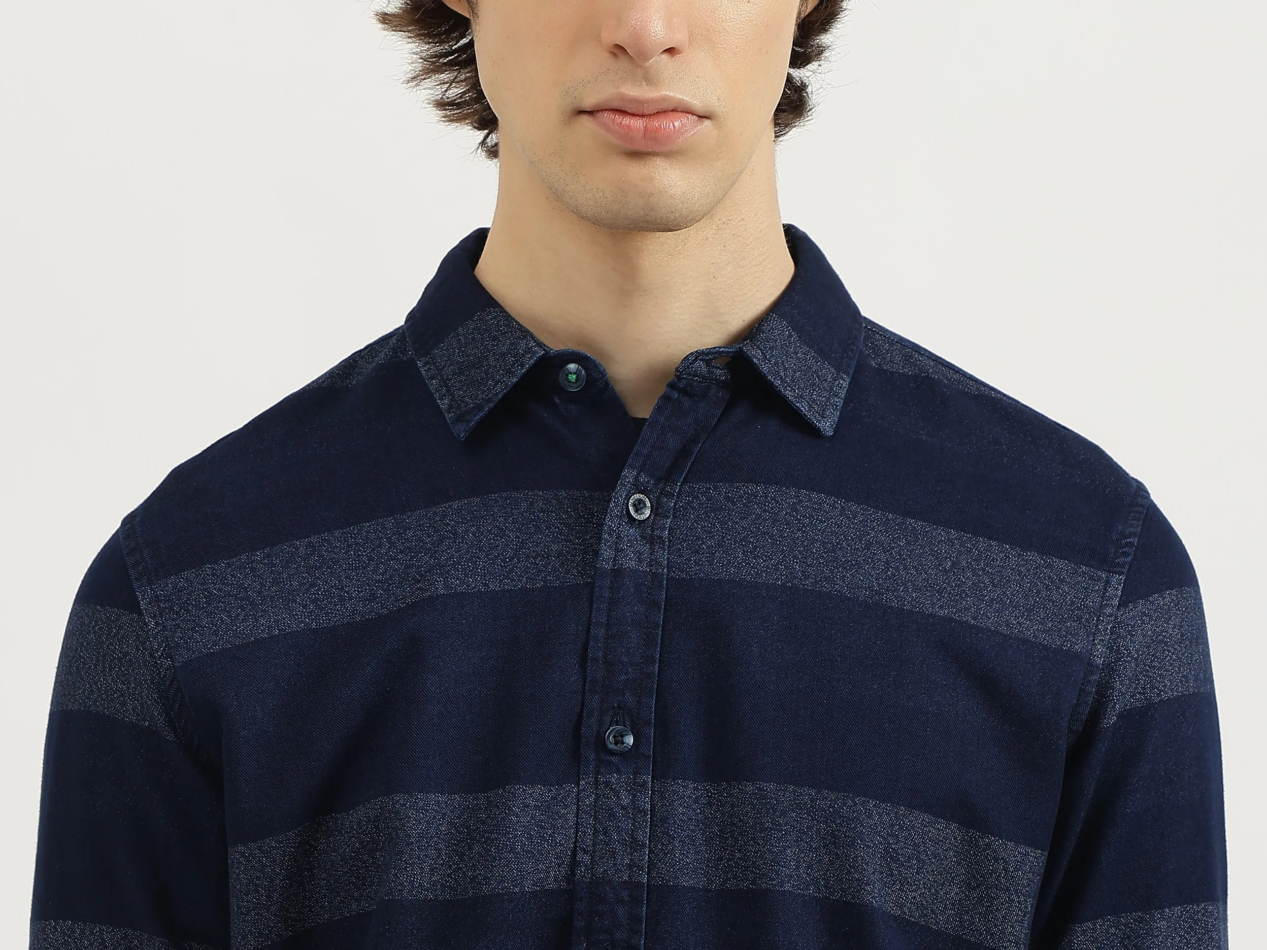 Regular Fit Spread Collar Striped Shirt