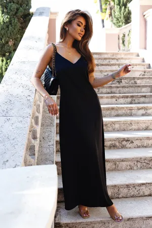 Satin Maxi Dress with Side Slit