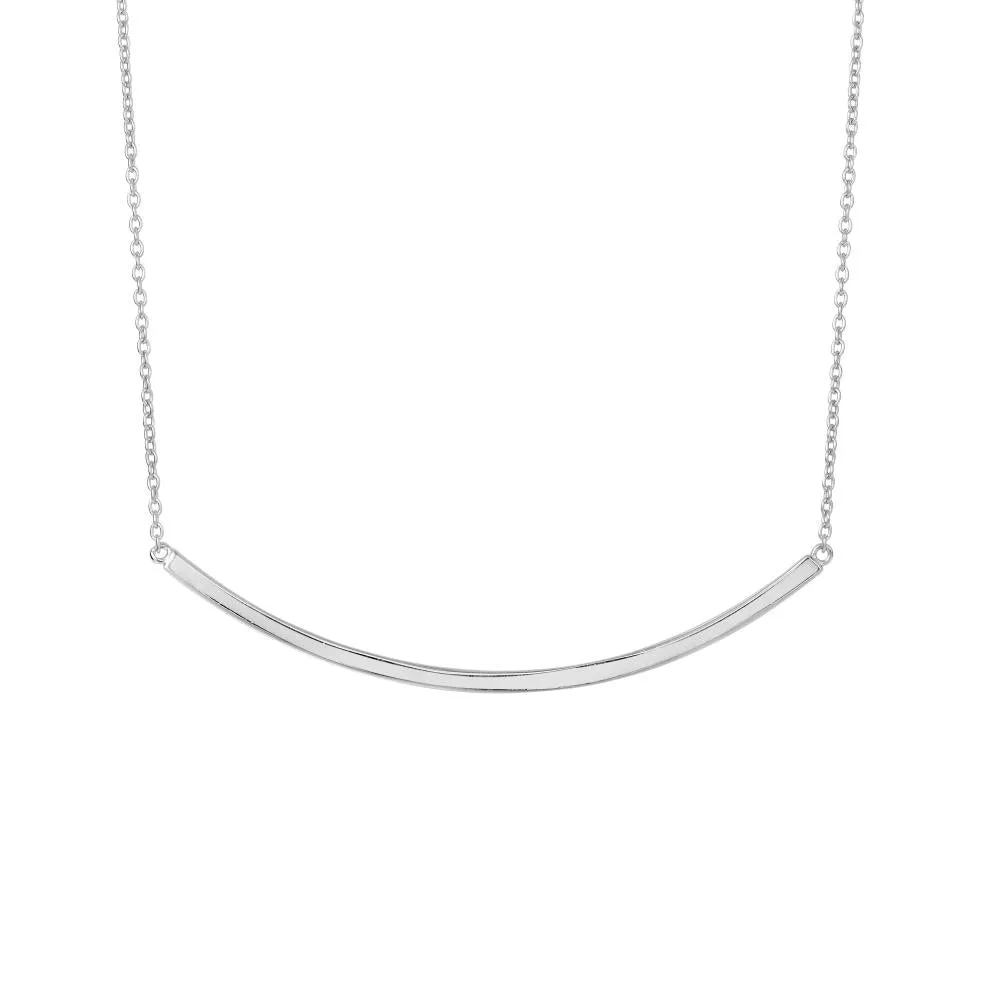 Silver Curved Thin Bar Necklace