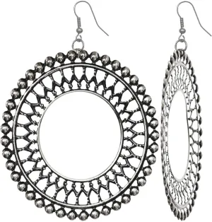 Silver Large Cutout Hoop Earrings