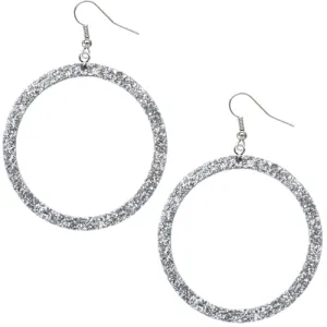 Silver Thin Glitter Hoop Earrings