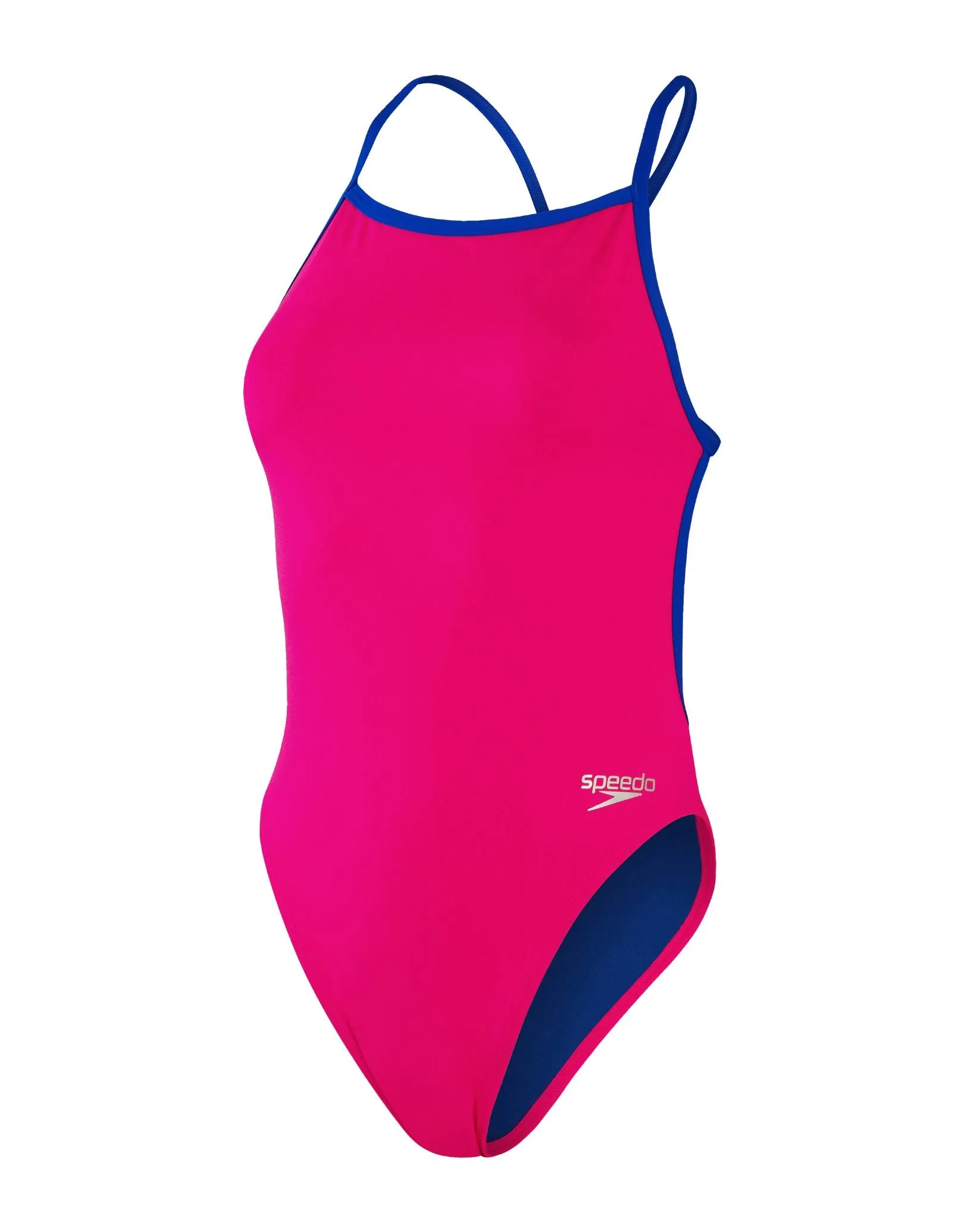 Solid V Back Swimsuit - Pink/Blue