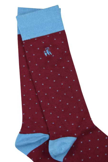 Spotted Maroon Bamboo Socks by Swole Panda, Size 7-11