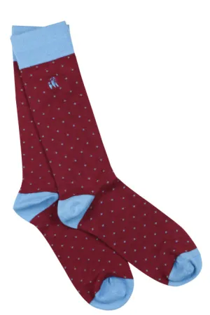 Spotted Maroon Bamboo Socks by Swole Panda, Size 7-11