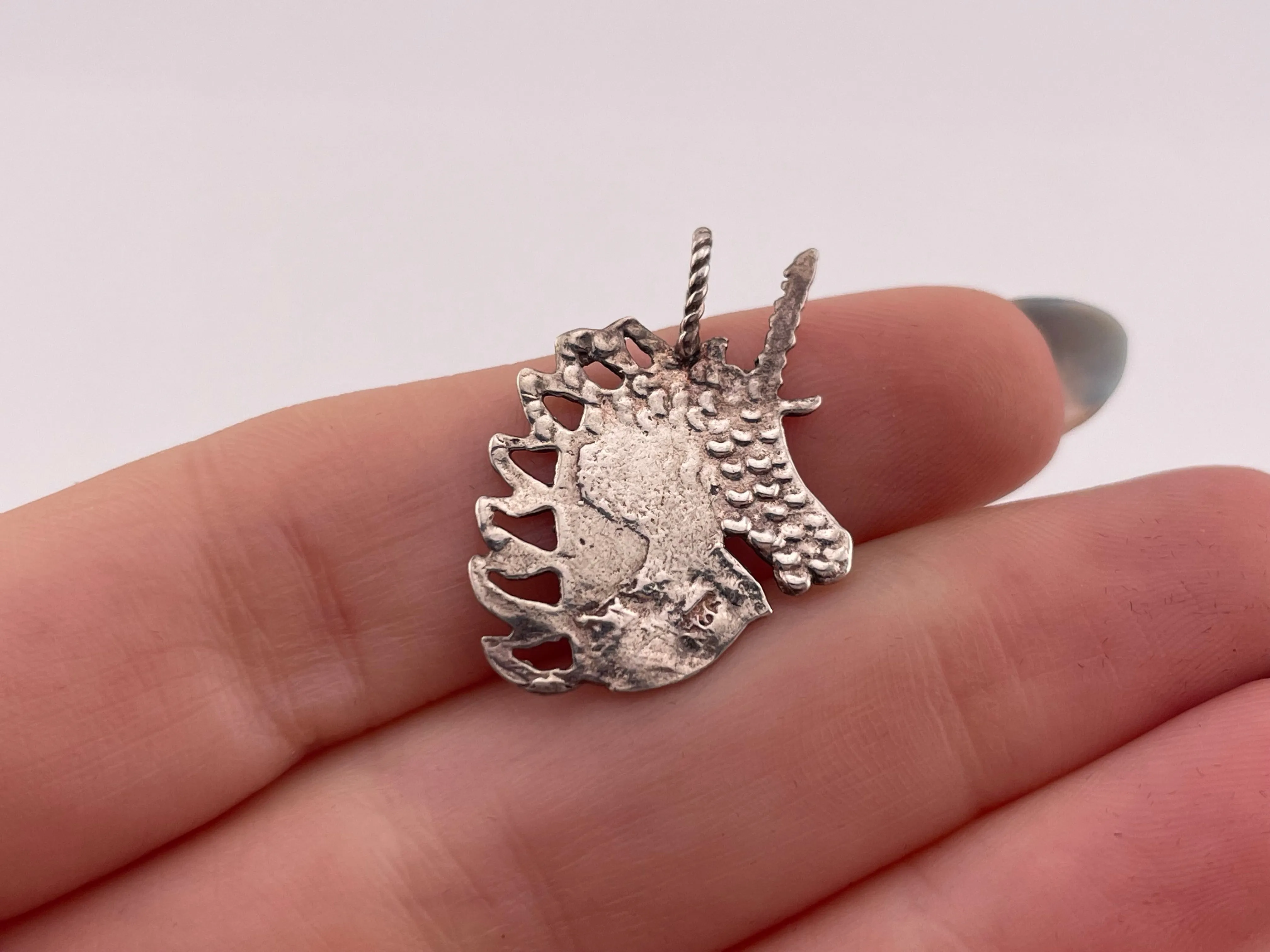 sterling silver unicorn head pendant