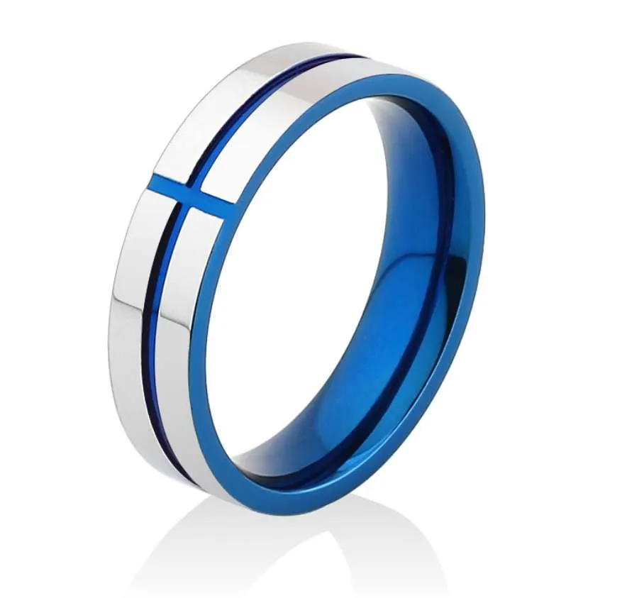 Stunning Cross Thin Blue Line Inspired Ring - Pure Tungsten Carbide!