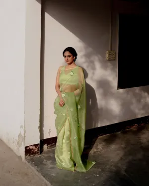 Suparna Som chameli sari 48 inch width by 5.5 meter length Green silk - delivery Time 8 weeks Festive 24 LOOK-20