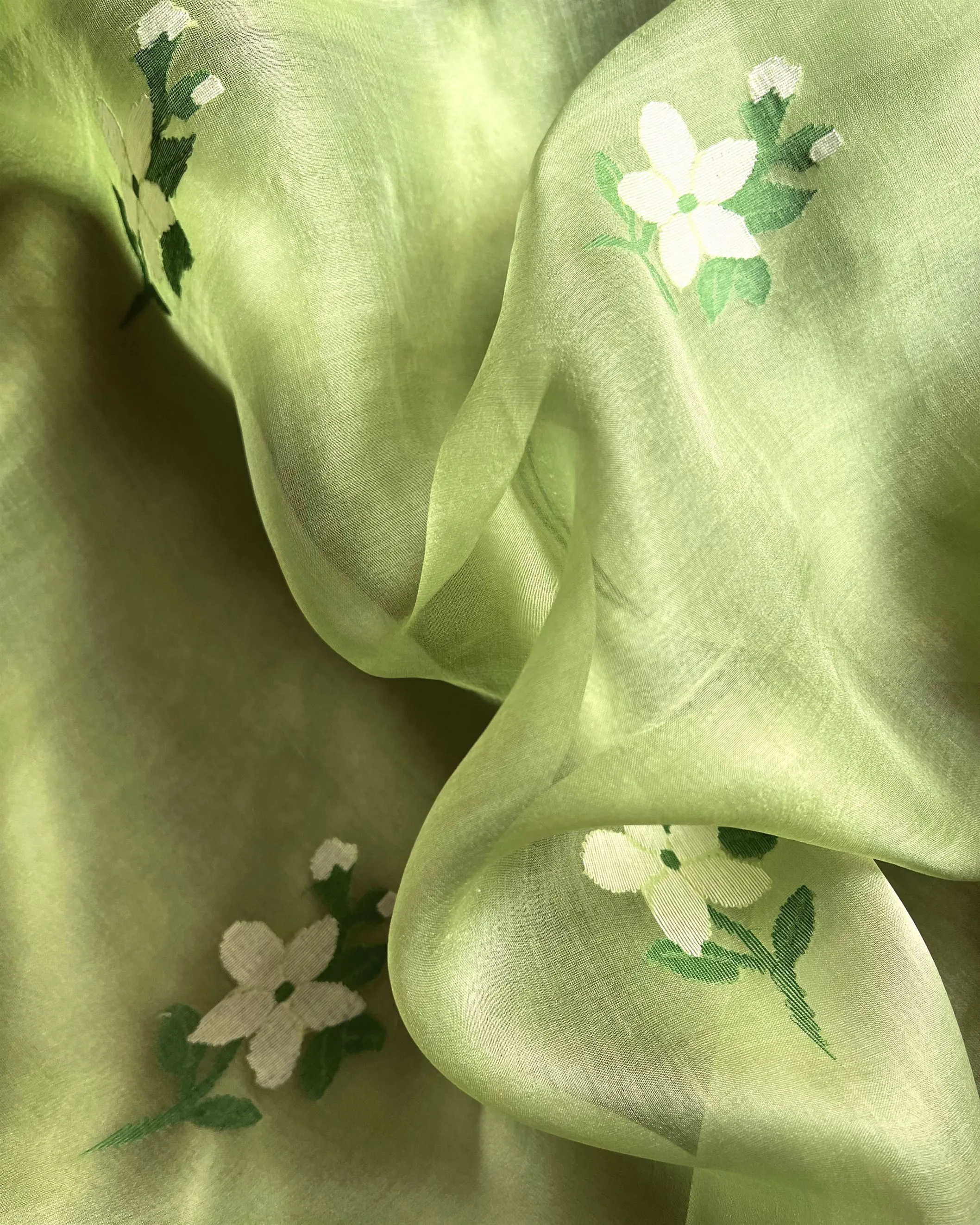 Suparna Som chameli sari 48 inch width by 5.5 meter length Green silk - delivery Time 8 weeks Festive 24 LOOK-20