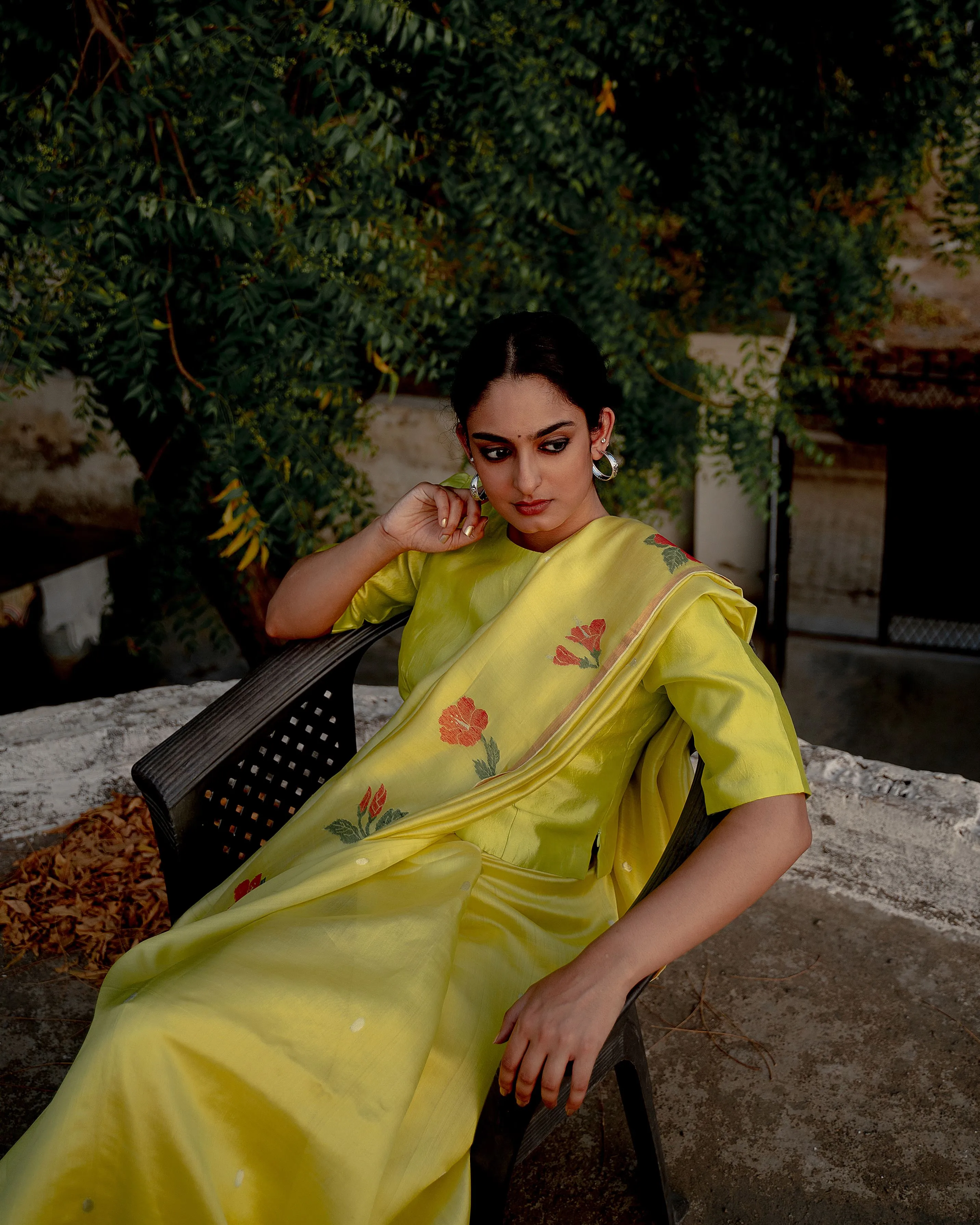 Suparna Som kiran sari 48 inch width by 5.5 meter length Lime silk - delivery Time 8 weeks Festive 24 LOOK-01