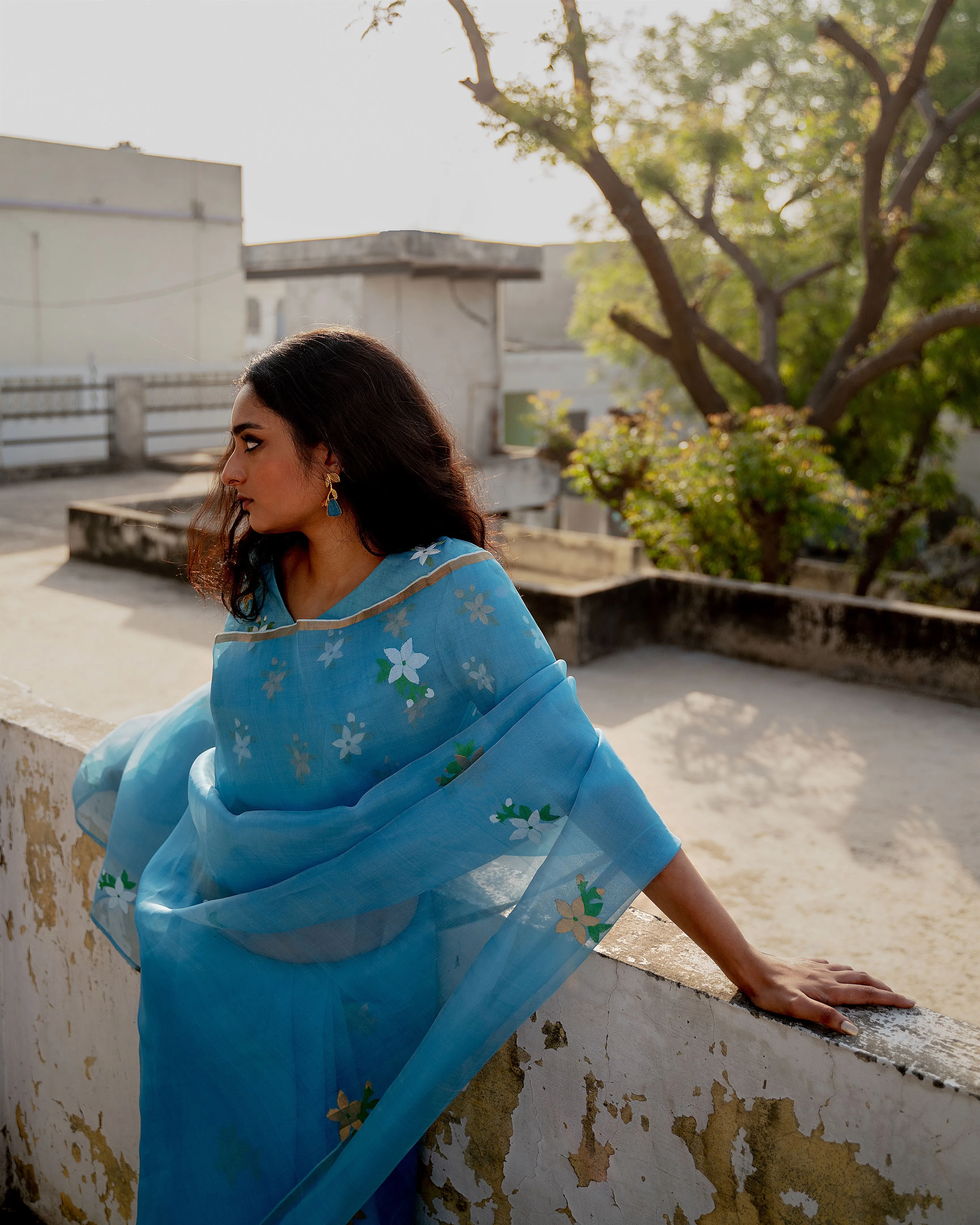 Suparna Som meghpushpa sari 48 inch width by 5.5 meter length Blue silk - delivery Time 8 weeks Festive 24 LOOK-02