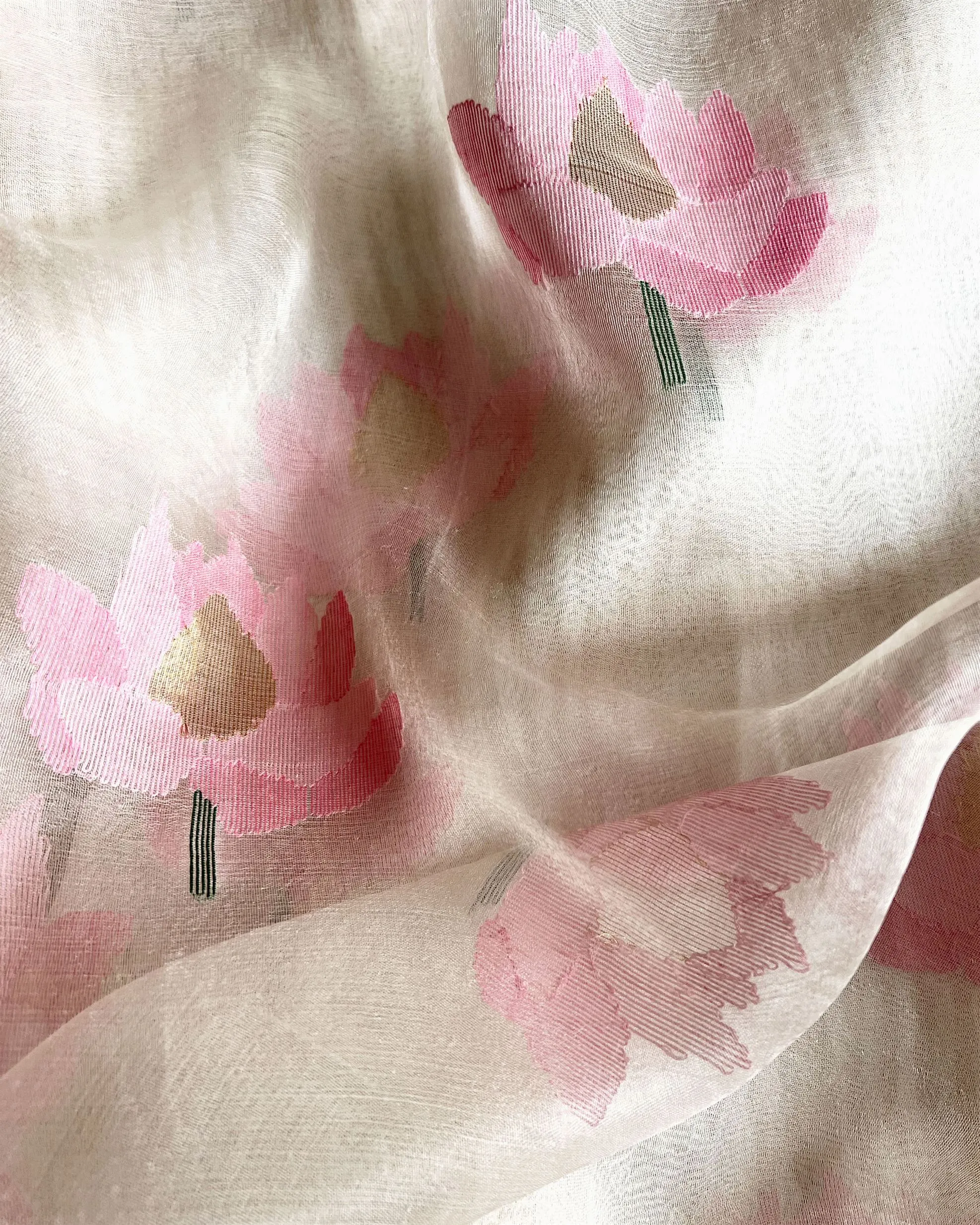 Suparna Som padma sari 48 inch width by 5.5 meter length Ivory silk - delivery Time 8 weeks Festive 24 LOOK-08