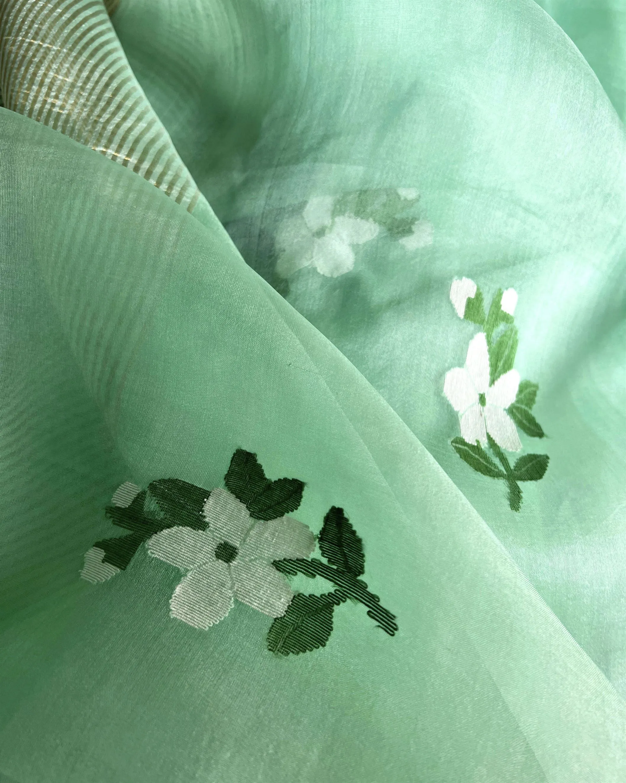 Suparna Som sheetal sari 48 inch width by 5.5 meter length Mint blue silk - delivery Time 8 weeks Festive 24 LOOK-24