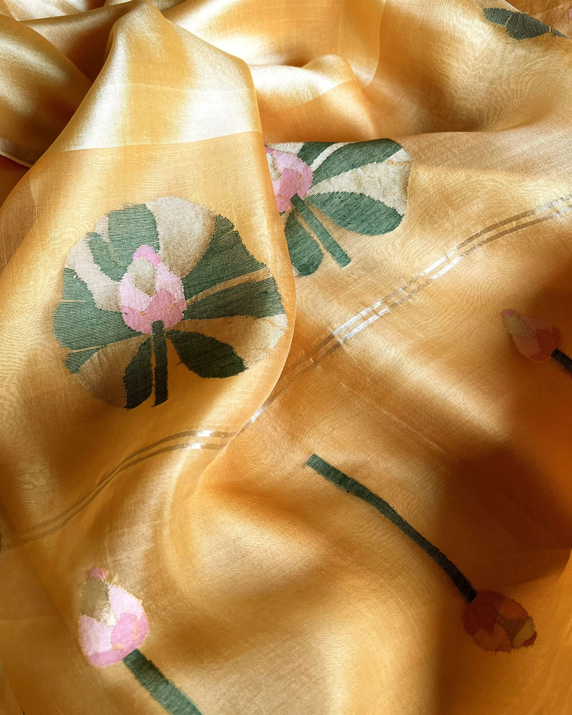 Suparna Som shonali sari 48 inch width by 5.5 meter length Mustard silk - delivery Time 8 weeks Festive 24 LOOK-25