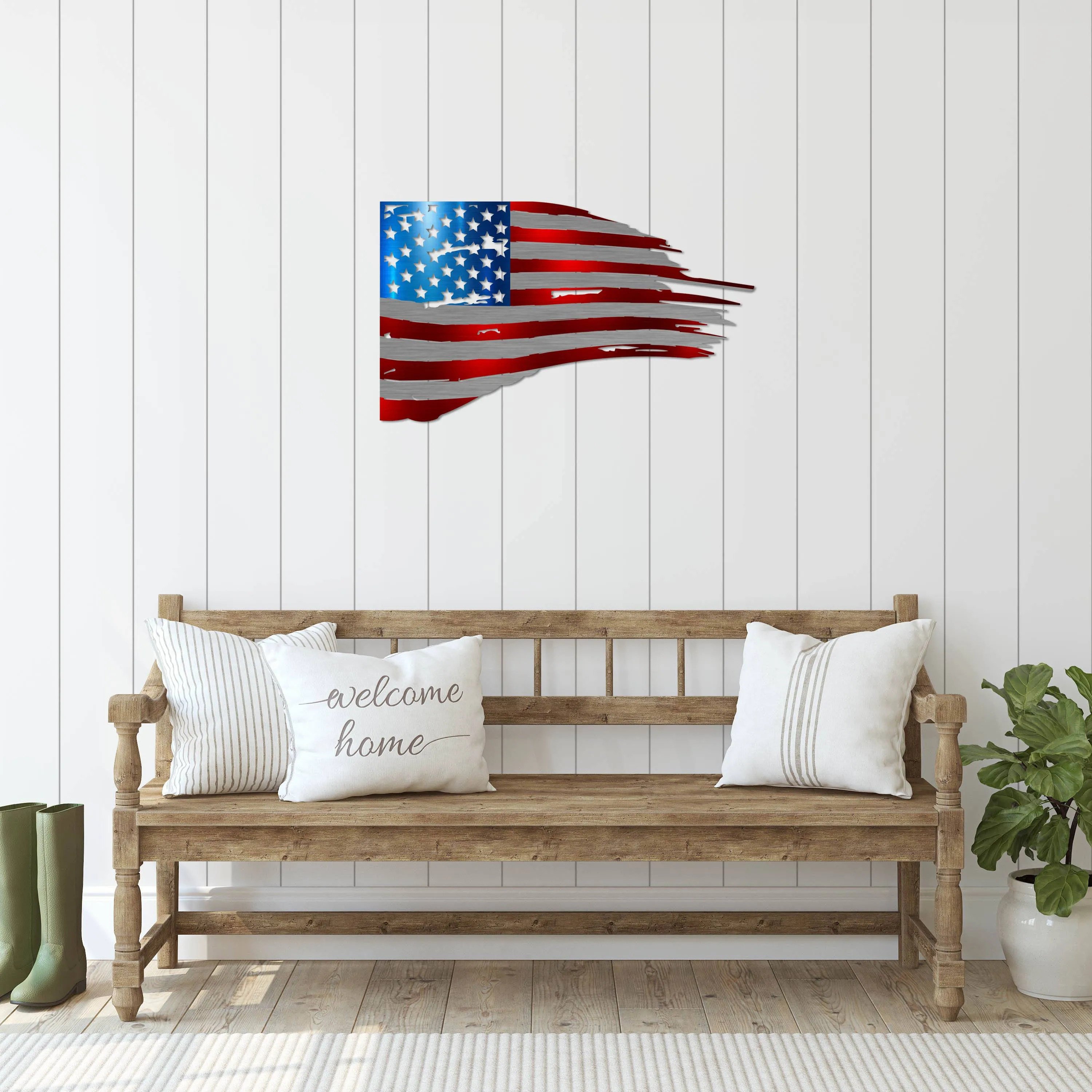 Tattered Flag Metal Wall Art (USA Made)
