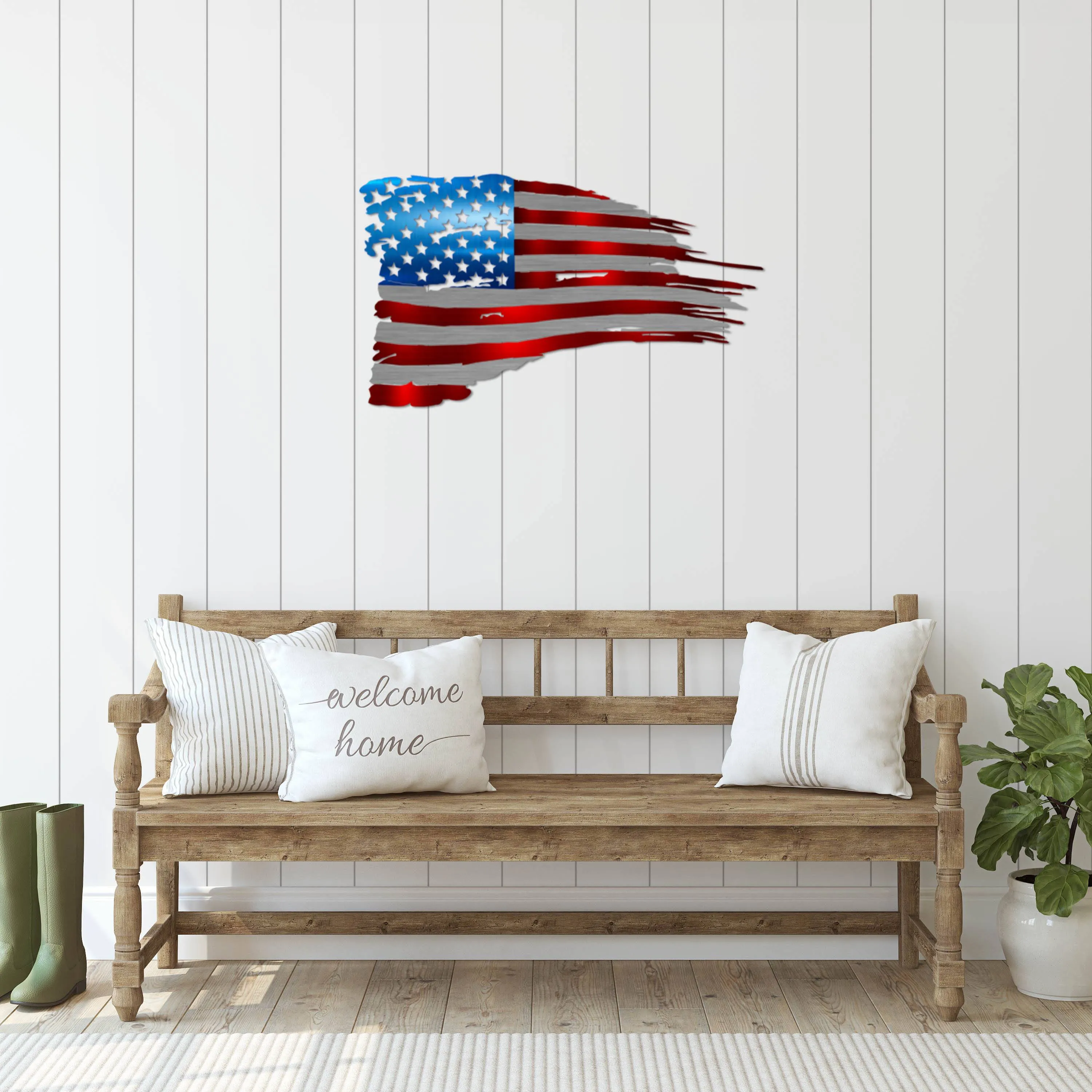 Tattered Flag Metal Wall Art (USA Made)