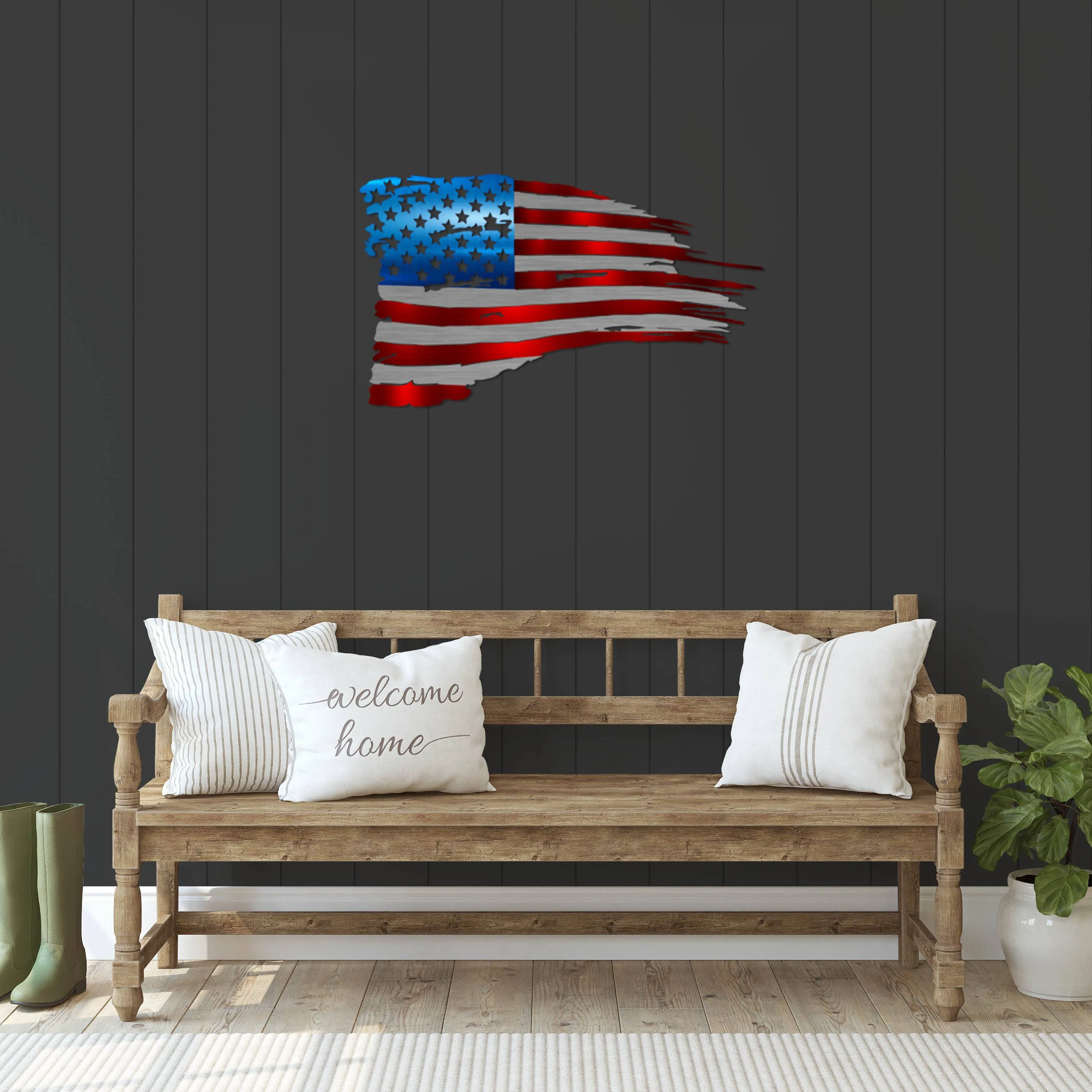 Tattered Flag Metal Wall Art (USA Made)