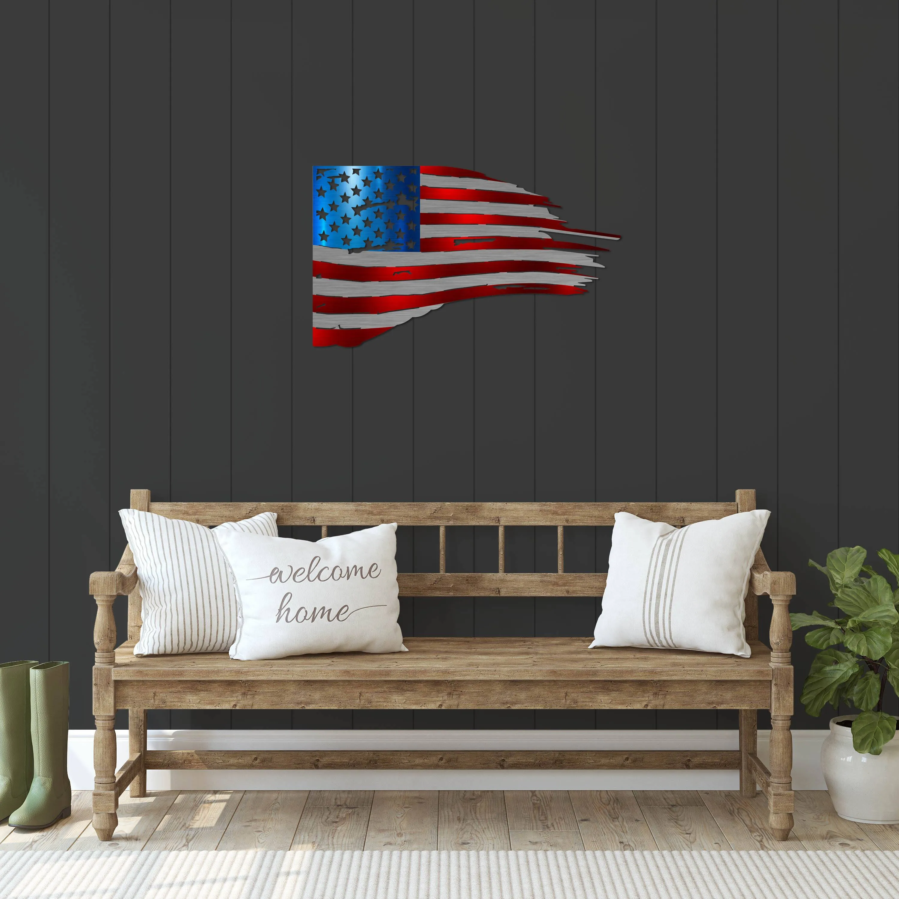 Tattered Flag Metal Wall Art (USA Made)