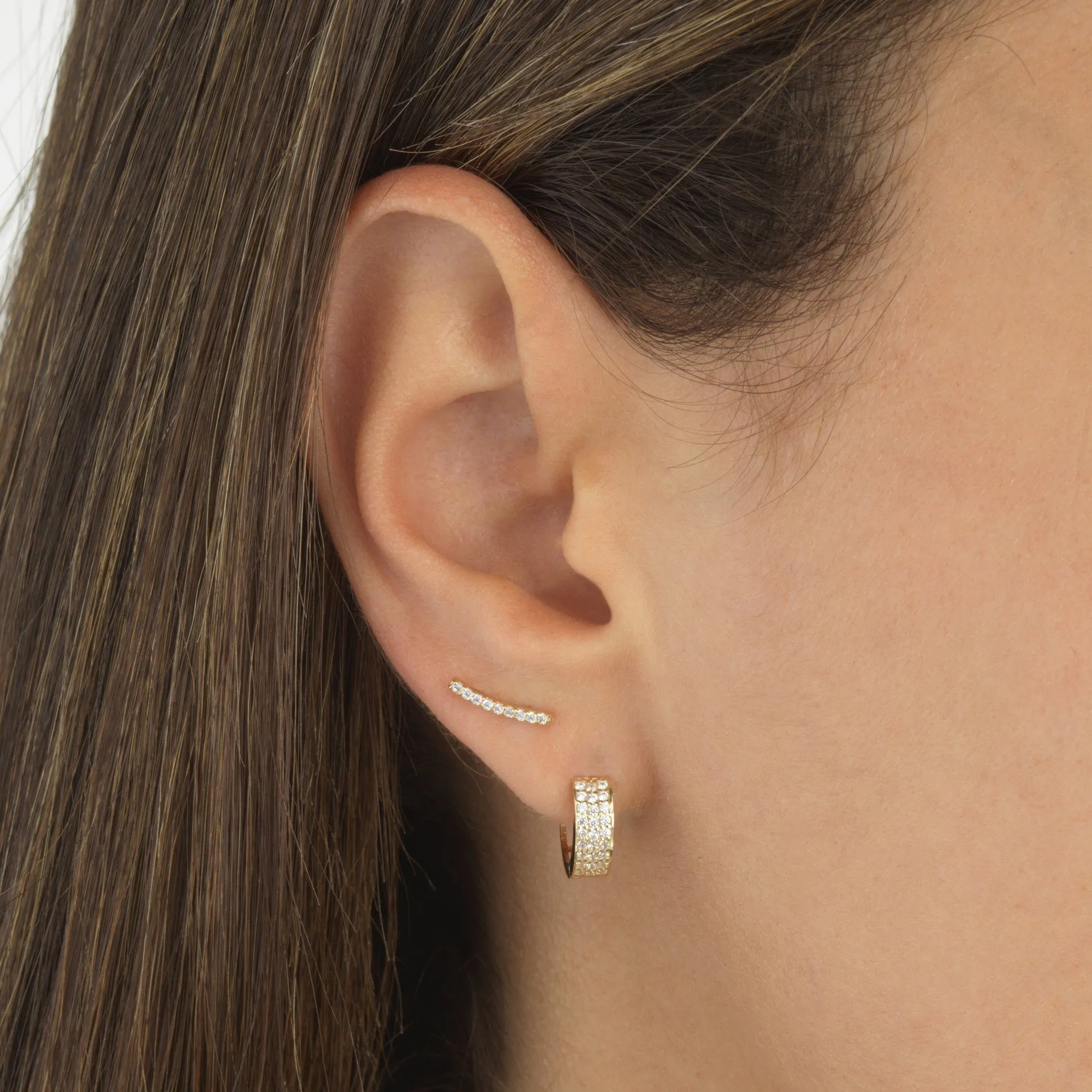 Thin Bar Ear Climber 14K