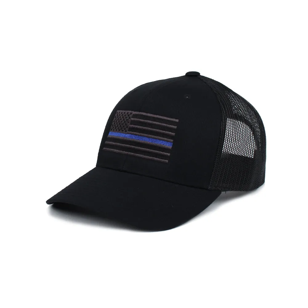 Thin Blue Line American Flag Trucker