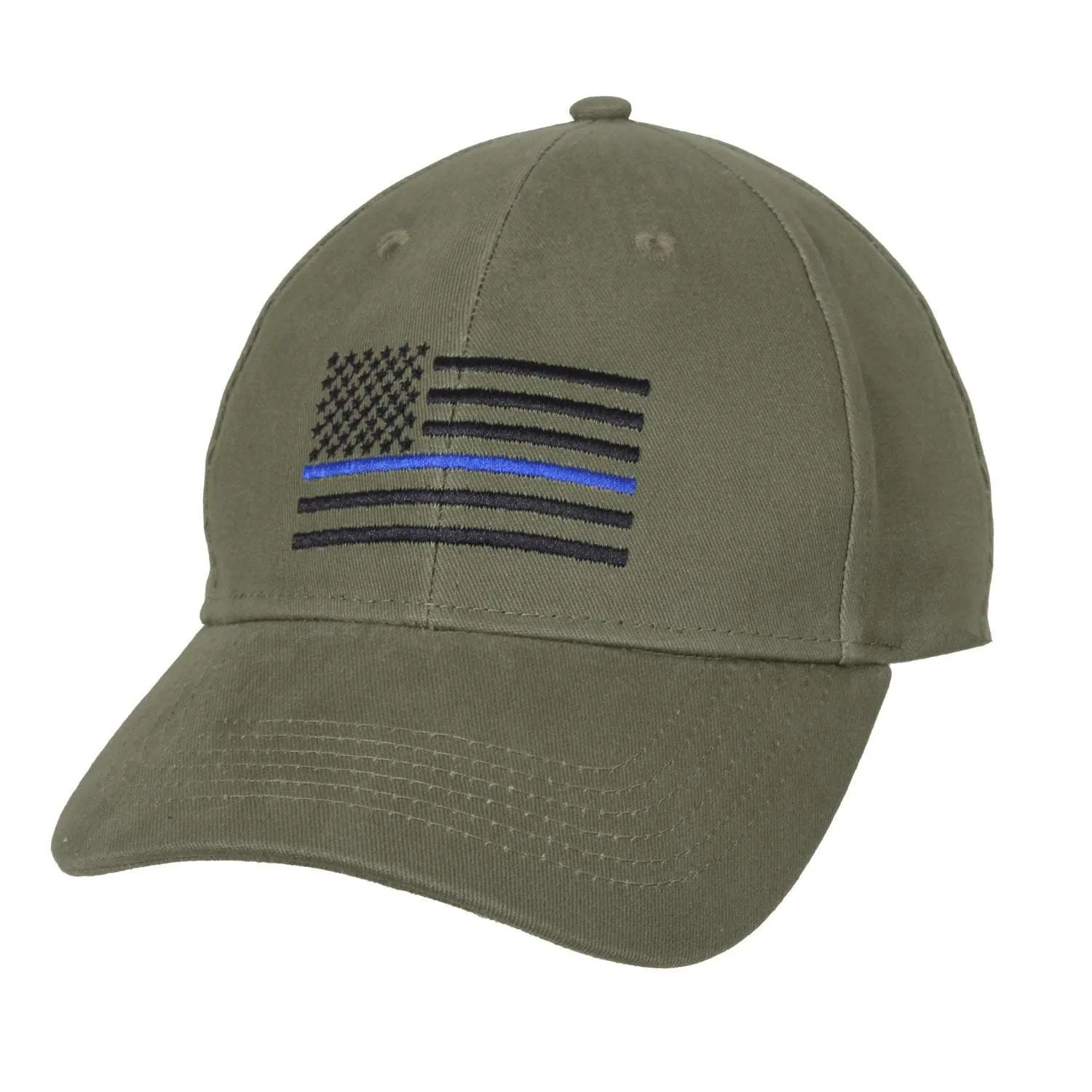 Thin Blue Line Embroidered US Flag Low Profile Cap