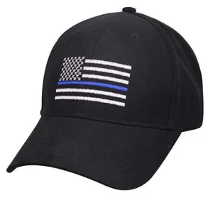 Thin Blue Line Embroidered US Flag Low Profile Cap