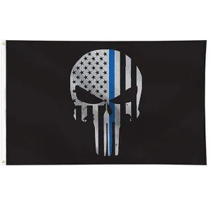 Thin Blue Line Punisher Flag 3x5 Feet with Grommets