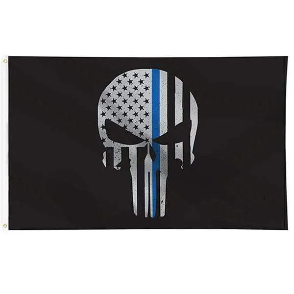 Thin Blue Line Punisher Flag 3x5 Feet with Grommets