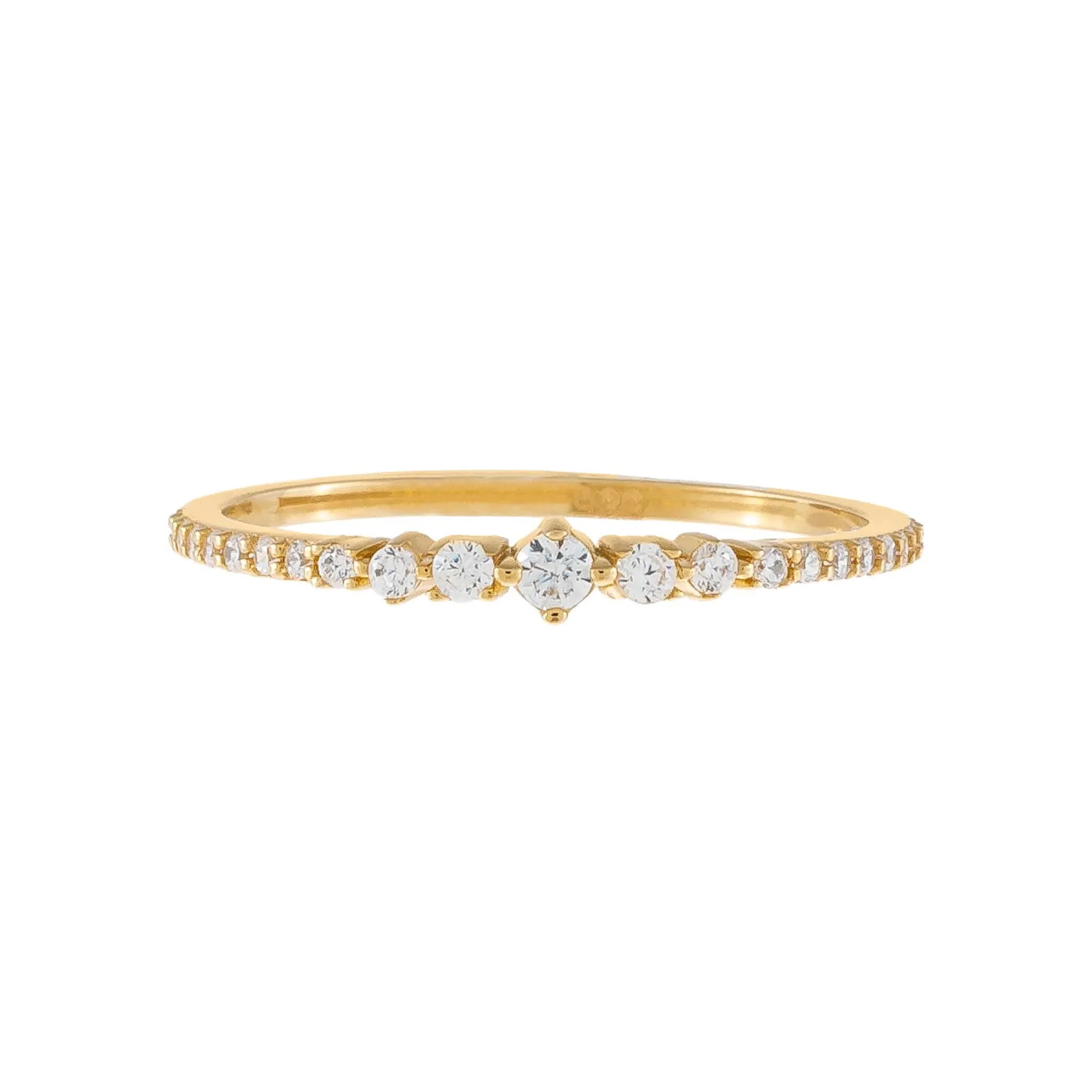 Thin CZ Multi Stone Ring 14K