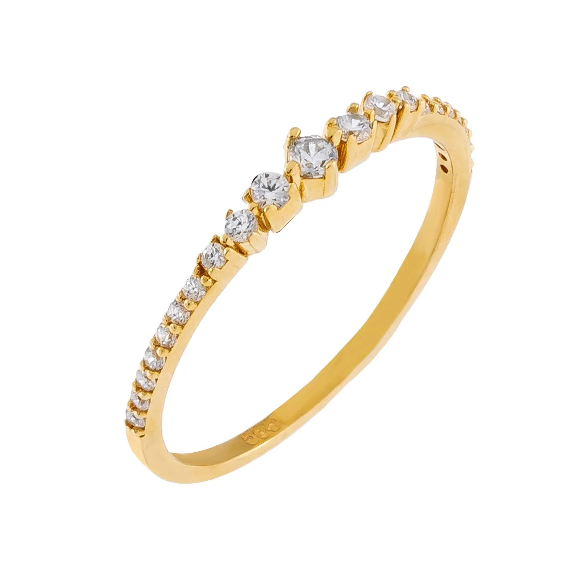 Thin CZ Multi Stone Ring 14K