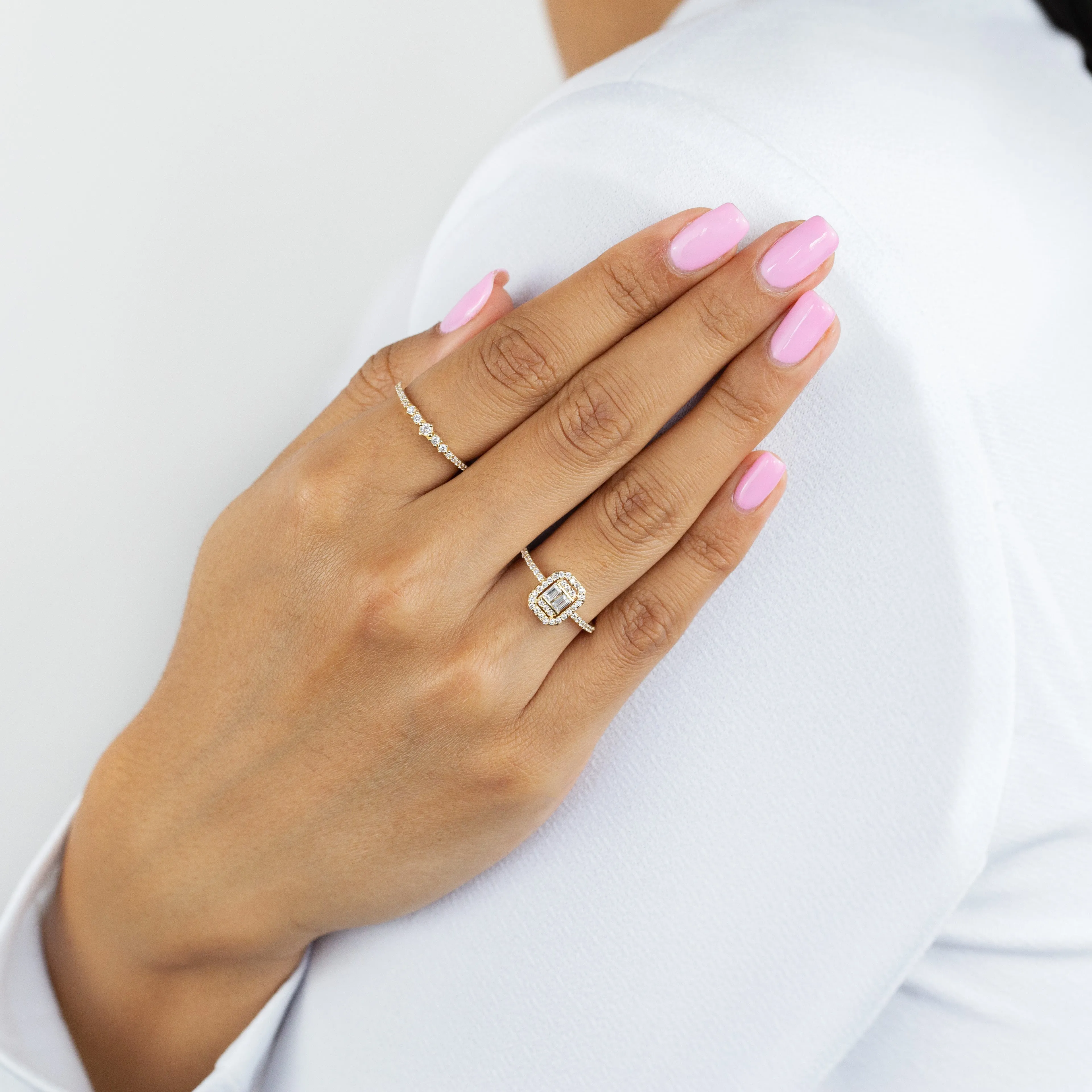 Thin CZ Multi Stone Ring 14K