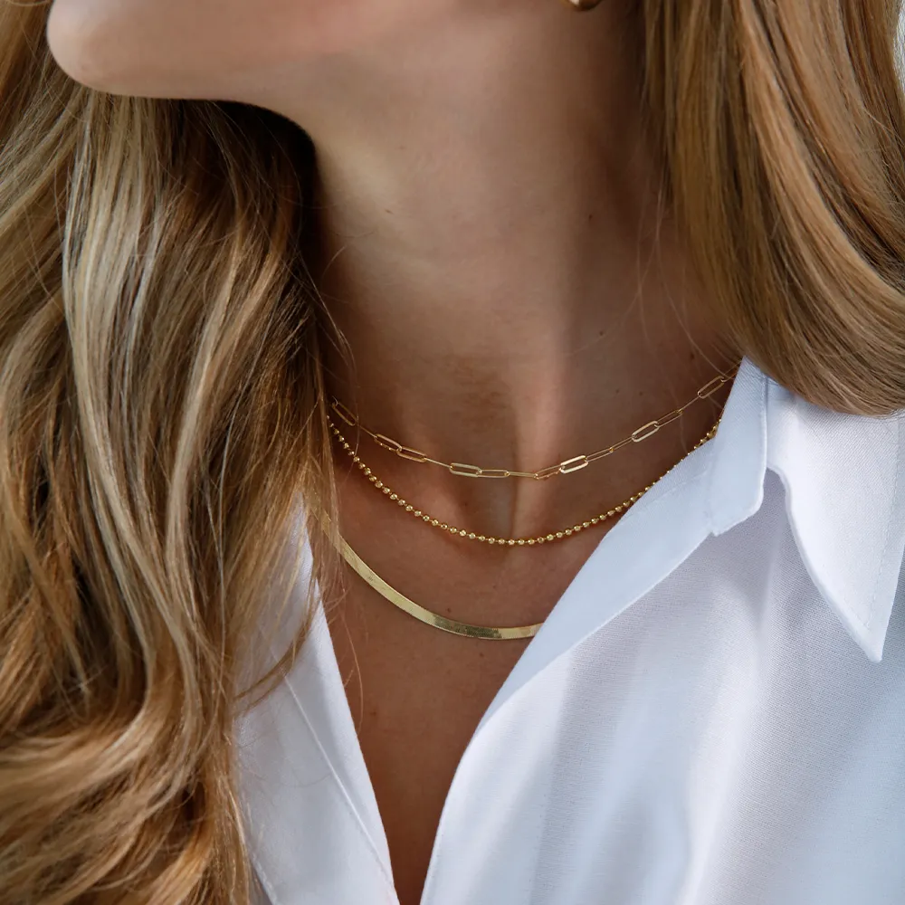 THIN HERRINGBONE CHAIN NECKLACE