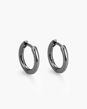 Thin Hoop Earrings - Black
