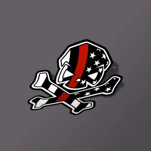 Thin Red Line Skull - Sticker