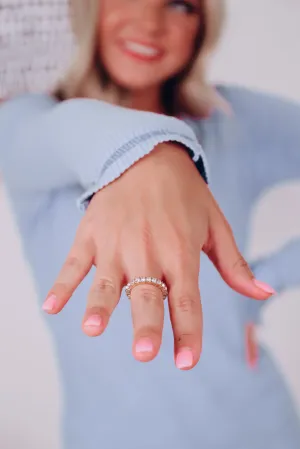 Thin Round Stone Ring - Gold & Clear
