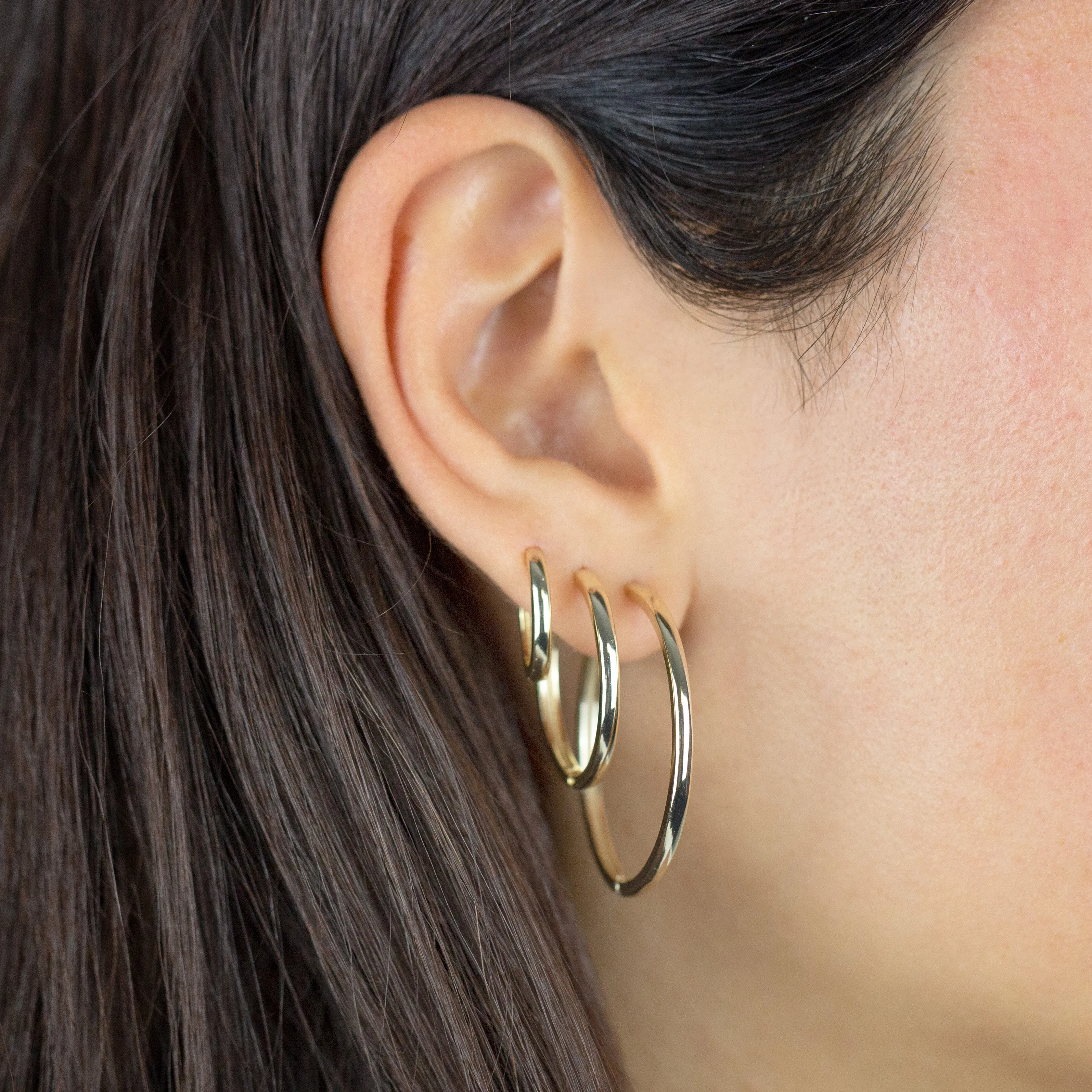 Thin Solid Hoop Earring Combo Set