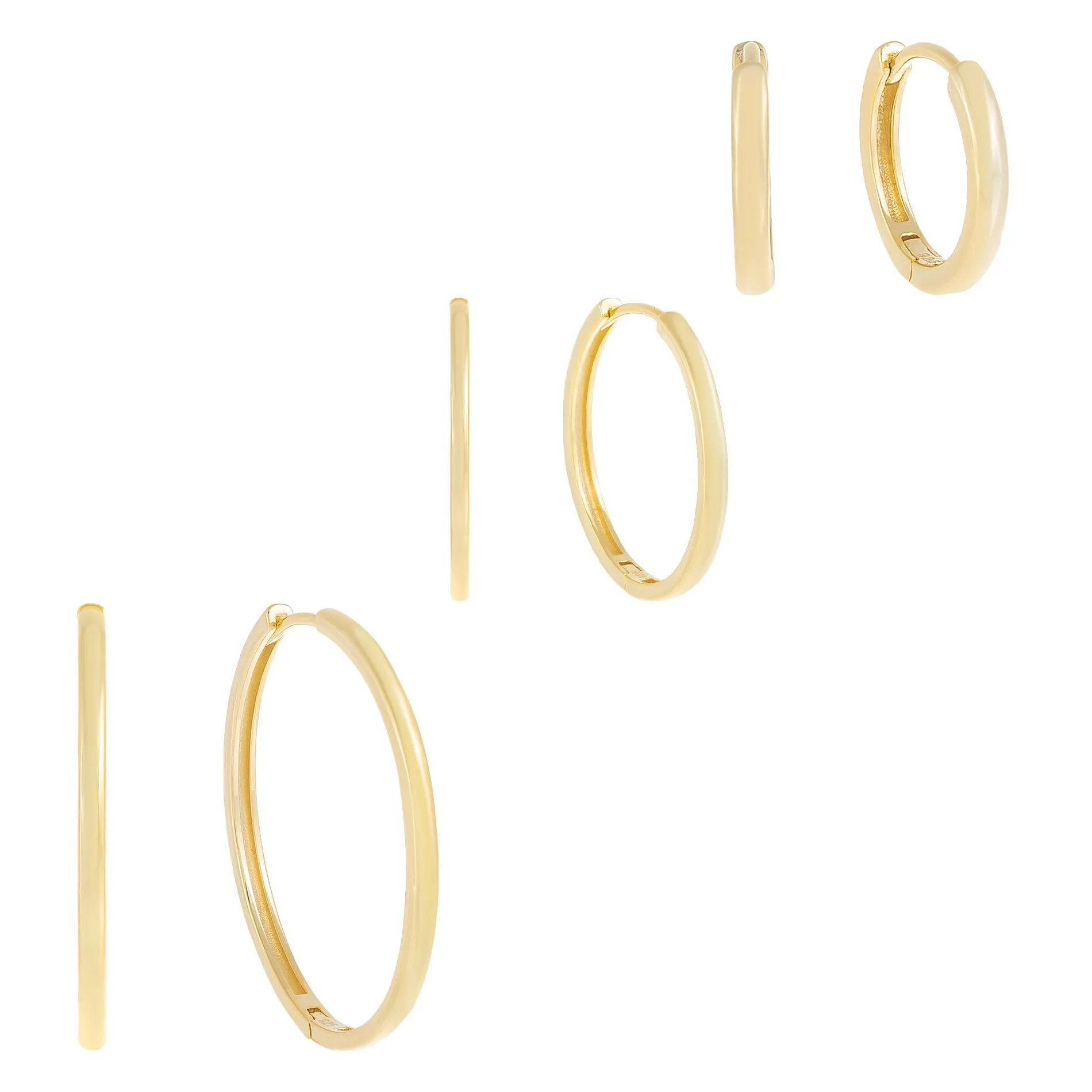 Thin Solid Hoop Earring Combo Set