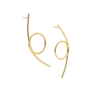 Thin Solid Looped Drop Stud Earring