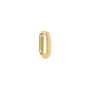 Thin Solid Paperclip Huggie Earring 14K