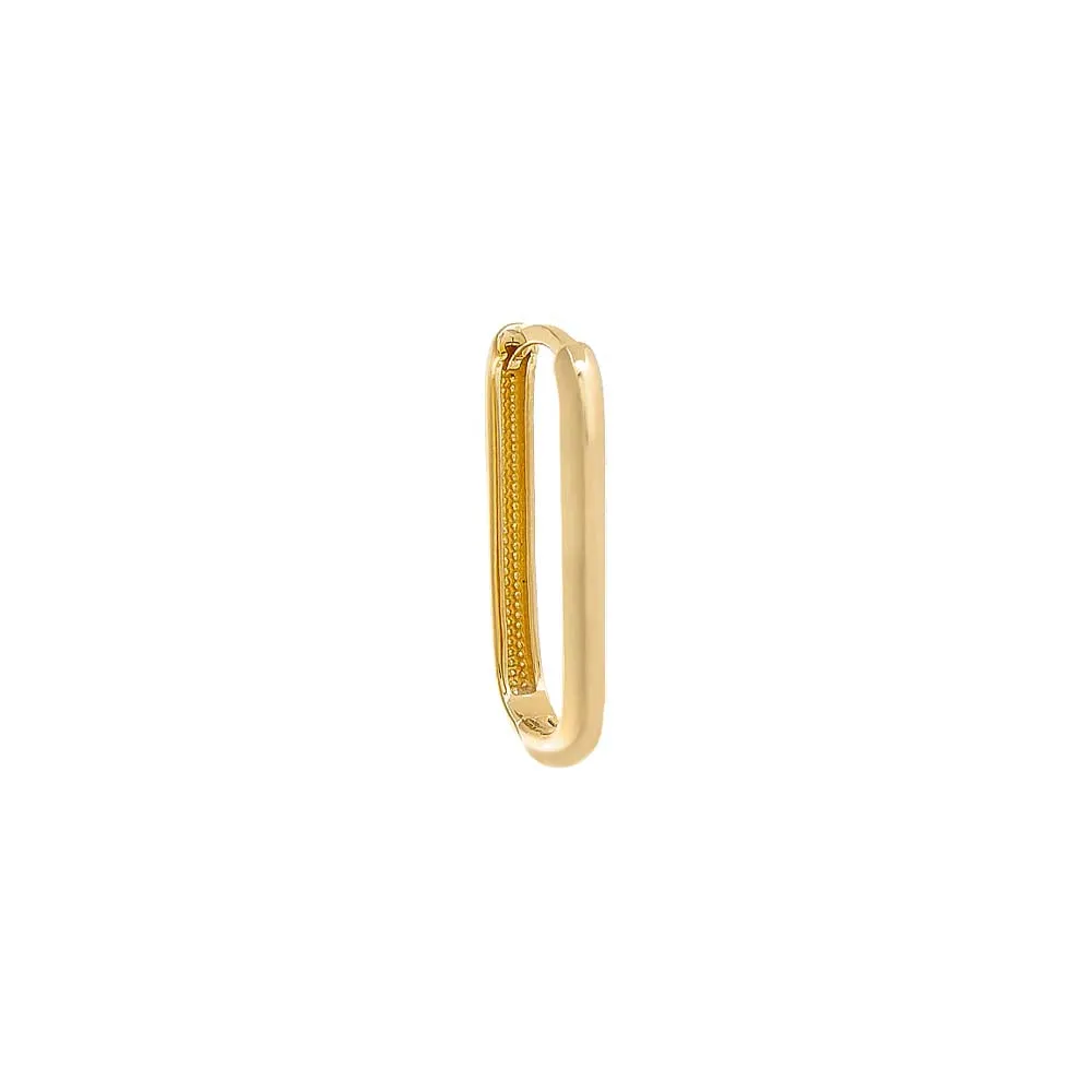 Thin Solid Paperclip Huggie Earring 14K