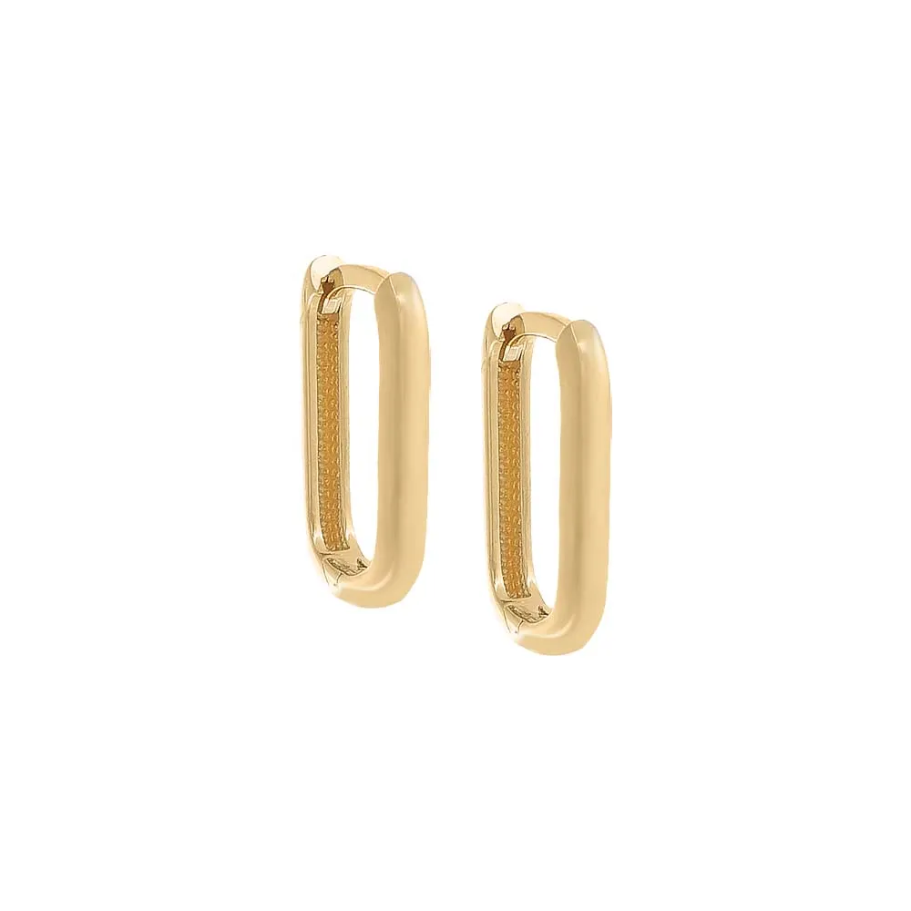 Thin Solid Paperclip Huggie Earring 14K