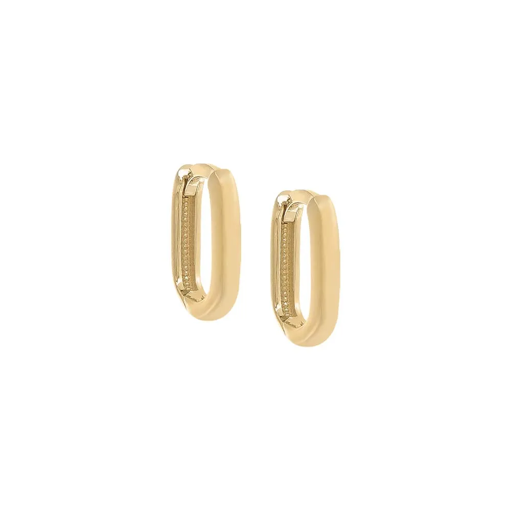 Thin Solid Paperclip Huggie Earring 14K