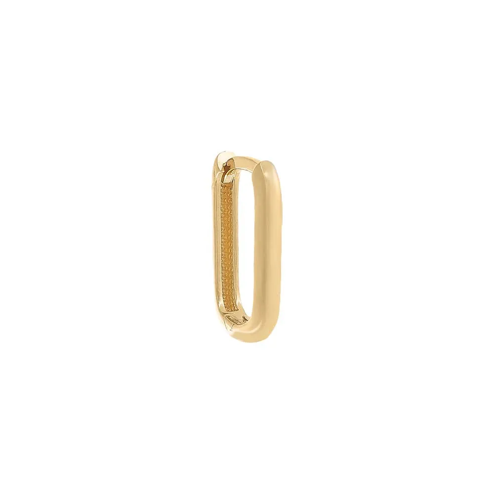 Thin Solid Paperclip Huggie Earring 14K