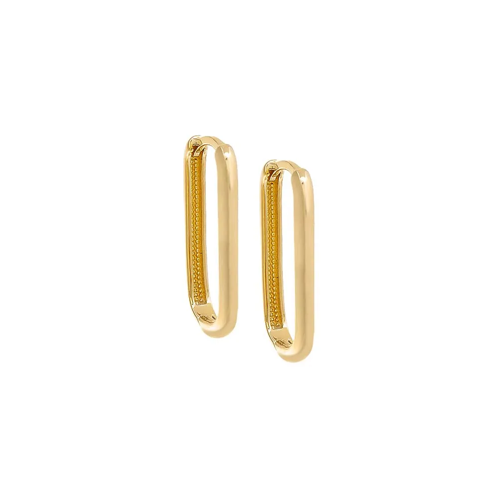 Thin Solid Paperclip Huggie Earring 14K