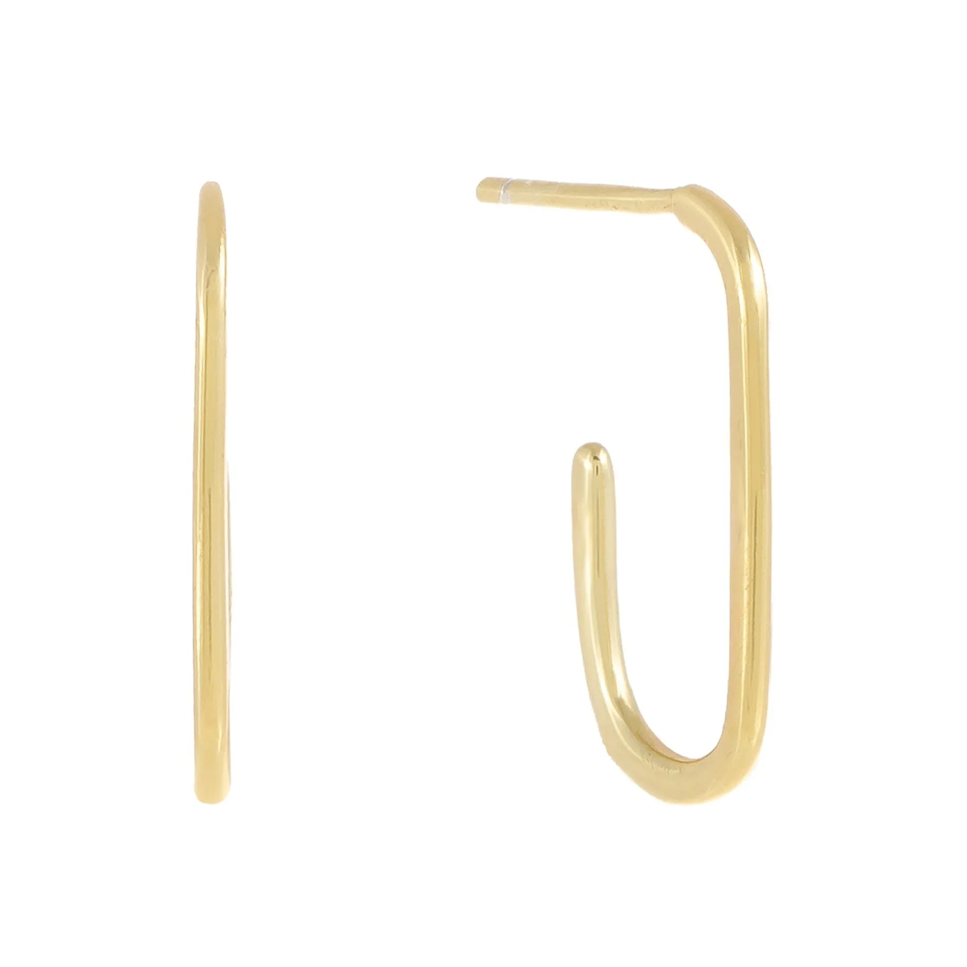 Thin Solid Rectangular Open Hoop Earring