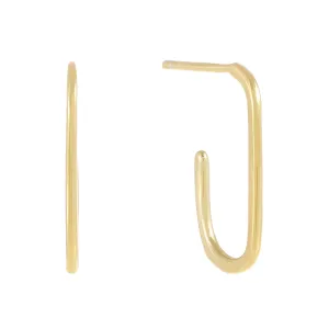 Thin Solid Rectangular Open Hoop Earring