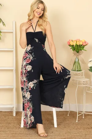 THIN TIEBACK FLORAL JUMPSUIT