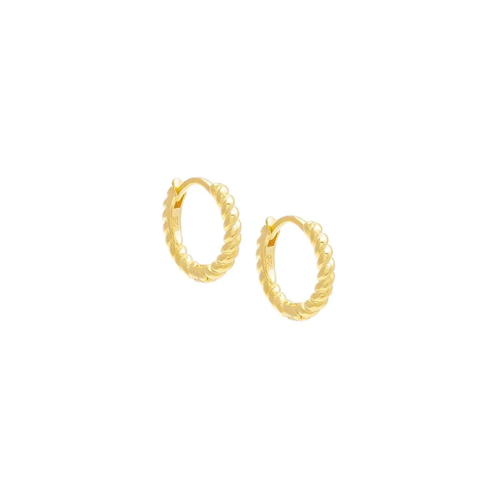 Thin Twisted Huggie Earrings