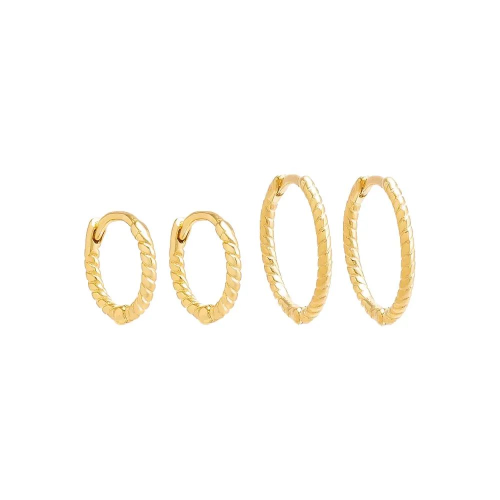 Thin Twisted Huggie Earrings