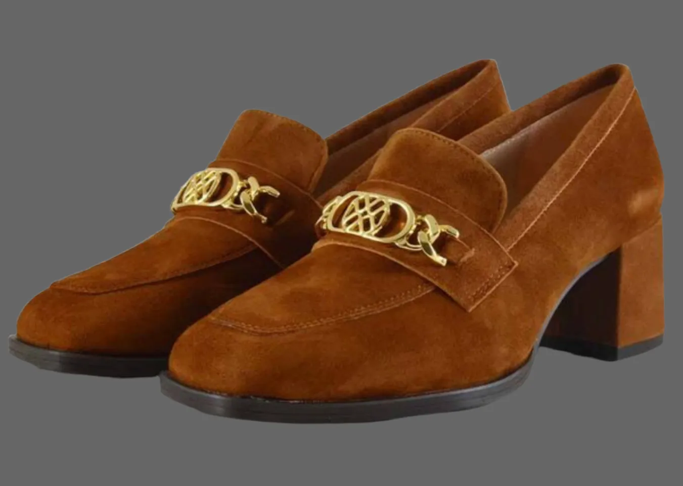 Unisa Megan Toffee suede heeled loafer F23-KS