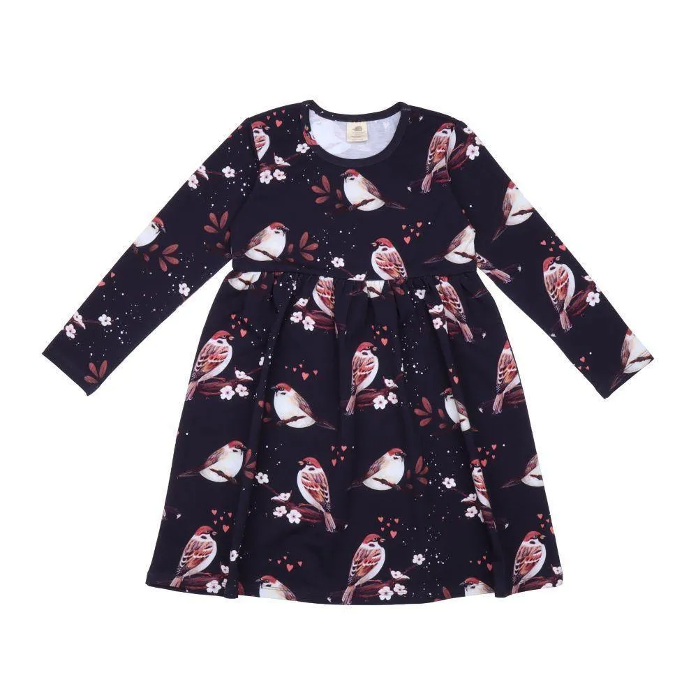 Walkiddy Little Sparrows Long Sleeve Twirly Dress